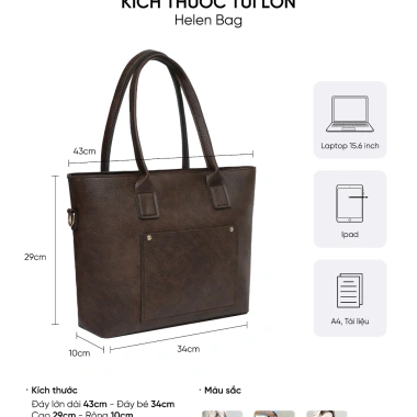 Túi Công Sở Nữ LIMI Tote Da Đựng Laptop A4 2 Màu Dùng Đa Năng Học Làm Dạy 2
