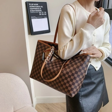 Túi công sở nữ xách tay caro kẹp nách, kèm khăn lụa K619 - Giá ưu đãi 91.500₫ 9