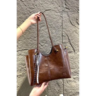 Túi công sở tote da PU loang trơn màu basic 30 to rộng - Kiểu Hàn Quốc, Tặng Charm 2