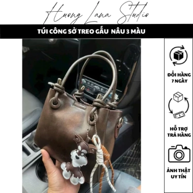 Túi công sở treo cún nâu dây xoăn 3 màu - Giá ưu đãi 150.000, chất liệu bền, thiết kế thời trang