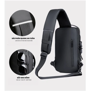 Túi Da Đeo Chéo Nam Cao Cấp, Khóa Bảo Vệ, Chống Nước, Balo Mini Đa Ngăn - 138k