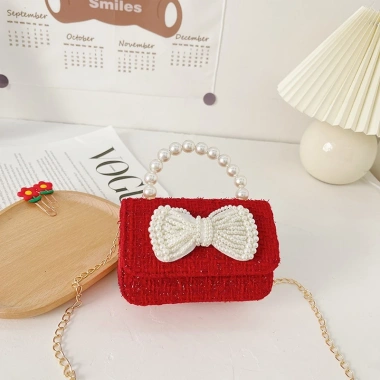 Túi Dạ Đỏ Sang Chảnh Quai Ngọc Đeo Chéo Nhiều Họa Tiết Cho Bé Gái - Giá 95.000đ 9