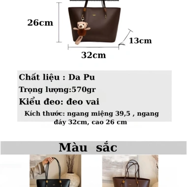 Túi da nữ công sở hiện đại kèm charm, hàng sẵn - Giá ưu đãi 245.000₫