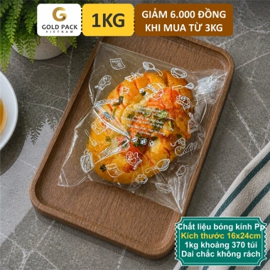 Túi Dán Keo 1kg Đựng Bánh Size 16x24 - 17x24 Chất Bóng Kính Giá 112k - Gold Pack VN