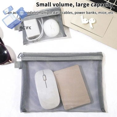 Túi đầu đọc thẻ đĩa cứng lưới, tai nghe di động, cáp dữ liệu, bộ sạc, U Disk zipper - Giảm 20 phần trăm du lịch 7