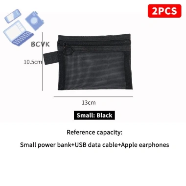 Túi đầu đọc thẻ đĩa cứng lưới, tai nghe di động, cáp dữ liệu, bộ sạc, U Disk zipper - Giảm 20 phần trăm du lịch 10