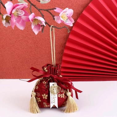 Túi dây rút hoa vải ISKYBO - Nơ ruy băng Sakura, Satin Bow, túi tiệc cưới 40.500₫ 6