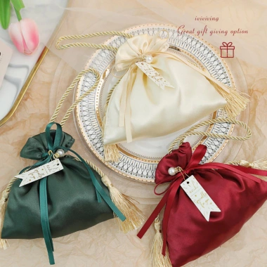 Túi Dây Rút Móc Quà Tặng Đảng Ủng Hộ Bảo Quản Trang Sức Cưới Hộp Kẹo Dây Ngọc Trai 2