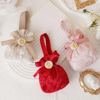 Túi dây rút năm mới HDAISEN đỏ nơ, dung tích lớn, Hàn Quốc, chỉ 42.660 VND