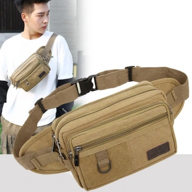Túi đeo bụng nam nữ vải dày bền, chống trầy xước, nhiều ngăn 22cm – Giá 96.030₫