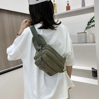 Túi đeo bụng nam nữ vải dày bền, chống trầy xước, nhiều ngăn tiện dụng - Giá 99.000₫ 8