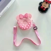 Túi đeo chéo bé gái ba lô bánh rán màu hồng silicone mềm, ví đựng tiền xu - 99.000đ