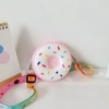 Túi đeo chéo bé gái ba lô bánh rán màu hồng silicone mềm, ví đựng tiền xu - 99.000đ 2