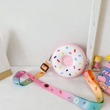 Túi đeo chéo bé gái ba lô bánh rán màu hồng silicone mềm, ví đựng tiền xu - 99.000đ 8