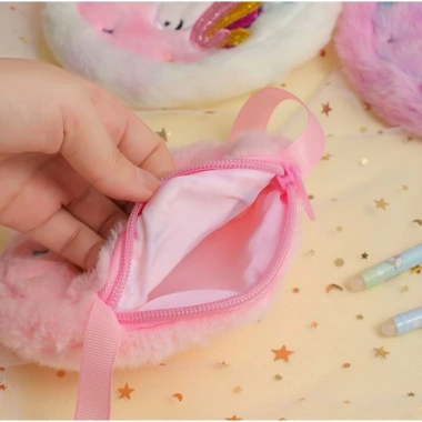 Túi đeo chéo bé gái thêu ngựa kỳ lân pony, vải lông nhung mềm mịn - Giá 48.000đ 4