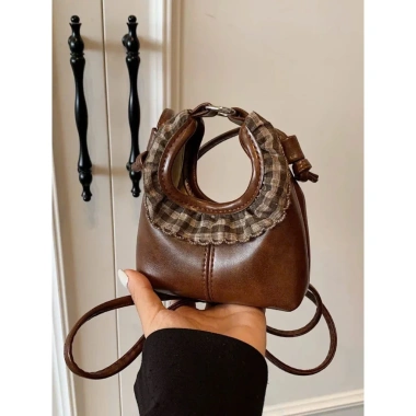 Túi đeo chéo bé gái - Viền bèo Caro xinh xắn, thời trang Hàn, giảm giá 138k