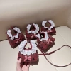 Túi đeo chéo cầm tay mini size 12 dạ đỏ phối bèo ren bassci thời trang giá 59k 3