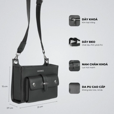Túi đeo chéo da nam Damaris Bag BARAS VIETNAM, thời trang, giảm 22% chỉ 790.000₫
