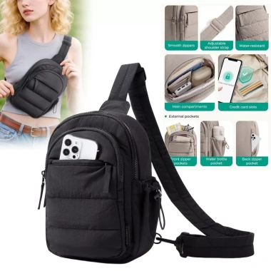 Túi đeo chéo lông tơ OLVIDO đa năng, nhẹ, nhiều túi mềm, thích hợp du lịch & tập gym - 274.320₫