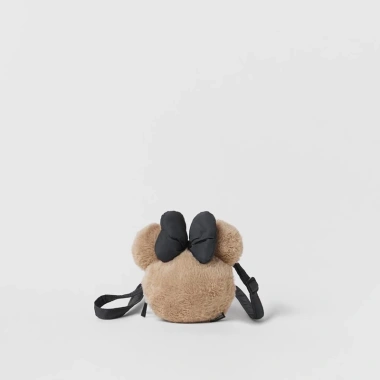 Túi đeo chéo Mickey Zara nơ bông cho bé gái Lông mềm thời trang kèm tag và túi ZR