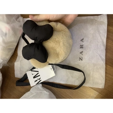 Túi đeo chéo Mickey Zara nơ bông cho bé gái Lông mềm thời trang kèm tag và túi ZR