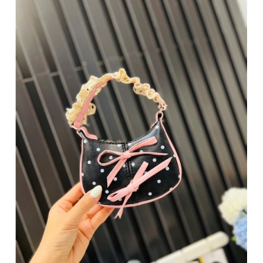 Túi đeo chéo mini chấm bi quai ren đính 2 nơ - 5 màu xinh, giảm giá 69k 7