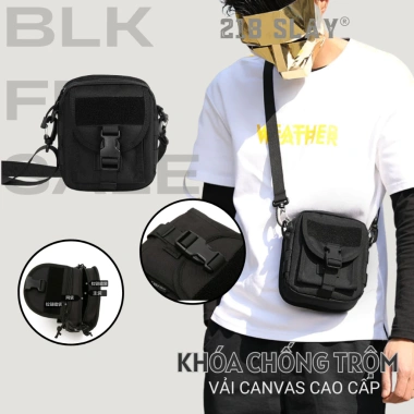 Túi đeo chéo mini polyester dệt trơn cao cấp, khóa chống trộm, hộp mềm - 159.000₫