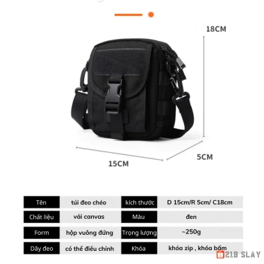 Túi đeo chéo mini polyester dệt trơn cao cấp, khóa chống trộm, hộp mềm - 159.000₫