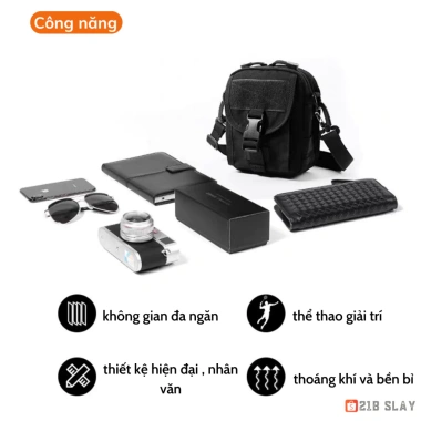 Túi đeo chéo mini polyester dệt trơn cao cấp, khóa chống trộm, hộp mềm - 159.000₫