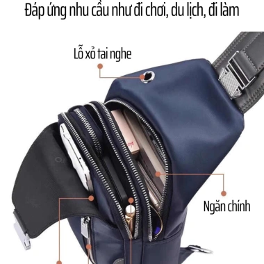 Túi đeo chéo nam BAVY FASHION cao cấp chống nước, nhiều ngăn, đứng form du lịch đi chơi - TĐC04ABC