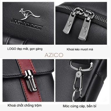 Túi đeo chéo nam da PU không thấm, khoá chống trộm, nhiều ngăn iPad 9.7 inch, lót vải mềm - 246.350 VND