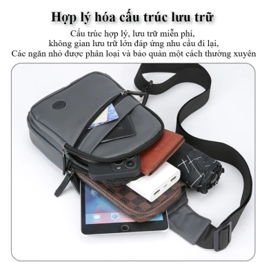 Túi đeo chéo nam vải chống nước - Thiết kế thời trang thể thao, dây vai điều chỉnh, giá chỉ 123.950₫ 3