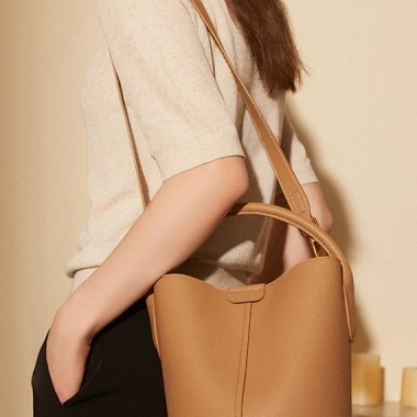 Túi Đeo Chéo Nữ Da Bò Cao Cấp Ladysam Bucket Bag Size 18 Dáng Xô Basic Công Sở
