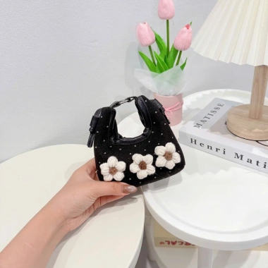 Túi đeo chéo nữ mini vải dạ chấm bi đính hoa len - Tote xinh Hàn Quốc DK428 Giá 59.000 VND 2