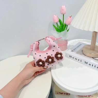 Túi đeo chéo nữ mini vải dạ chấm bi đính hoa len - Tote xinh Hàn Quốc DK428 Giá 59.000 VND 3