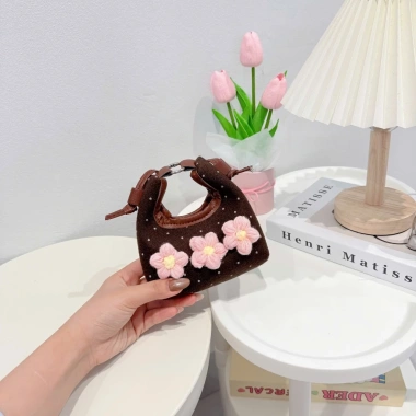 Túi đeo chéo nữ mini vải dạ chấm bi đính hoa len - Tote xinh Hàn Quốc DK428 Giá 59.000 VND 5
