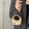 Túi đeo chéo nữ TeOdw - Ví mini acrylic kim loại luster, dây xích nửa mặt trăng