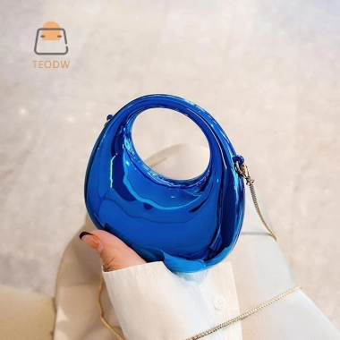 Túi đeo chéo nữ TeOdw - Ví mini acrylic kim loại luster, dây xích nửa mặt trăng 2