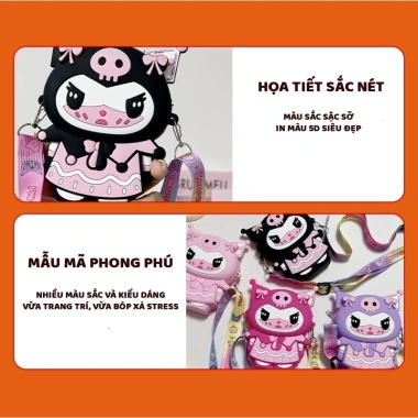Túi Đeo Chéo Silicon Dễ Thương Kuromi Labubu Babythree Cho Bé Gái Giá 20.000