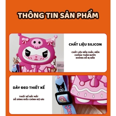 Túi Đeo Chéo Silicon Dễ Thương Kuromi Labubu Babythree Cho Bé Gái Giá 20.000