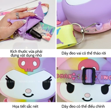 Túi Đeo Chéo Silicon KUROMI Nhiều Màu - Thời Trang Dễ Thương, Quà Giáng Sinh, Tết Giá Chỉ 60.000 VNĐ 5
