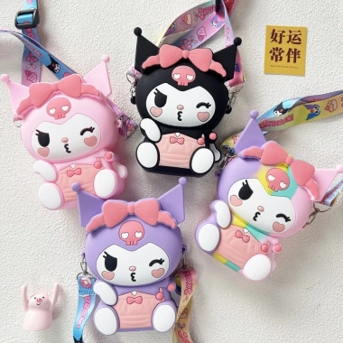 Túi Đeo Chéo Silicone Mini Kuromi cho Bé Gái - Du Lịch, Lì Xì, Giá 45.000