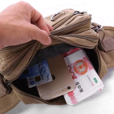 Túi đeo chéo và bụng vải bố nhiều ngăn 20cm - Tiện lợi, giảm giá 99k 3