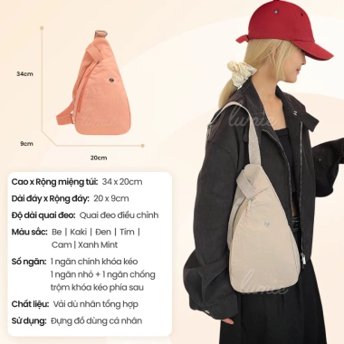 Túi đeo ngực đeo chéo pastel vải dù không nhăn, trượt nước, đa năng, tiện dụng, nhiều màu, giá chỉ 165.620₫