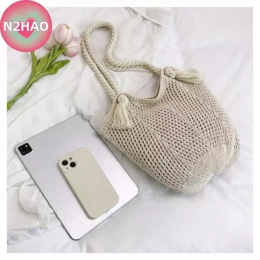 Túi Đeo Vai Nữ Handmade Dệt Kim - Dung Tích Lớn, Thiết Kế Rỗng Mùa Hè Biển 5