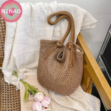 Túi Đeo Vai Nữ Handmade Dệt Kim - Dung Tích Lớn, Thiết Kế Rỗng Mùa Hè Biển 10