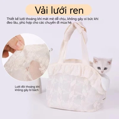 Túi Đeo Vai Thú Cưng INS Hàn Quốc Mùa Hè Ren Thoáng Khí cho chó nhỏ và mèo