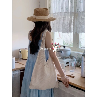 Túi dệt kim màu đơn giản, dễ phối đồ - Đi biển, du lịch, giảm giá còn 115.000₫