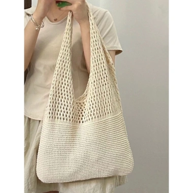 Túi dệt kim màu đơn giản, dễ phối đồ - Đi biển, du lịch, giảm giá còn 115.000₫