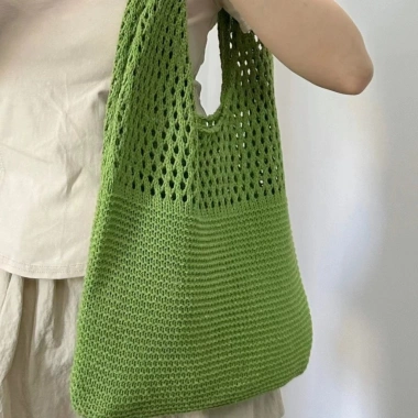 Túi dệt kim màu đơn giản, dễ phối đồ - Đi biển, du lịch, giảm giá còn 115.000₫